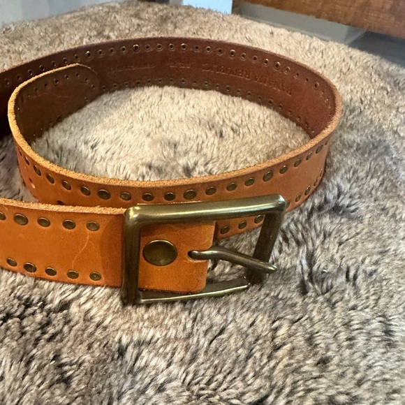 Banana Republic Brown Studded Leather Big Gold Buckle Belt, Small - Picture 7 of 9